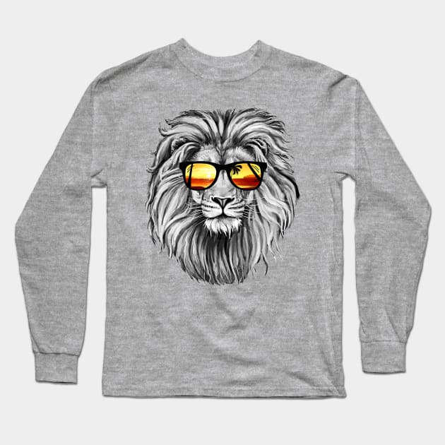 Summer Lion Long Sleeve T-Shirt by clingcling